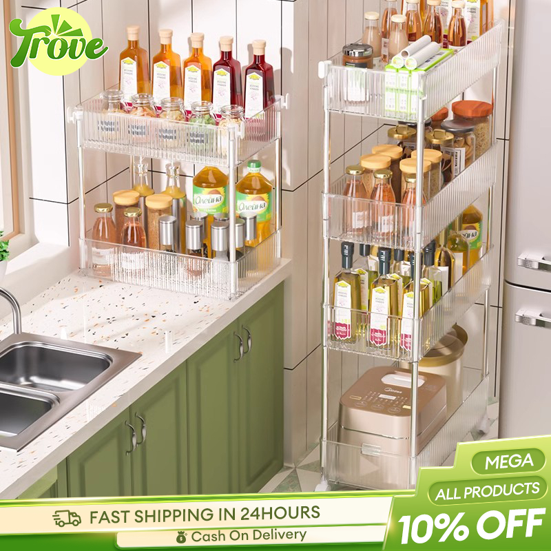 Trove 3/4/5 Layers Transparent Kitchen Moving Rack With Wheel Utility ...