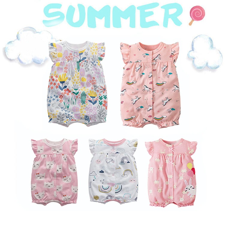 Baby Girls Romper Infant Floral Short Sleeve Newborn Clothing Jumpsuit