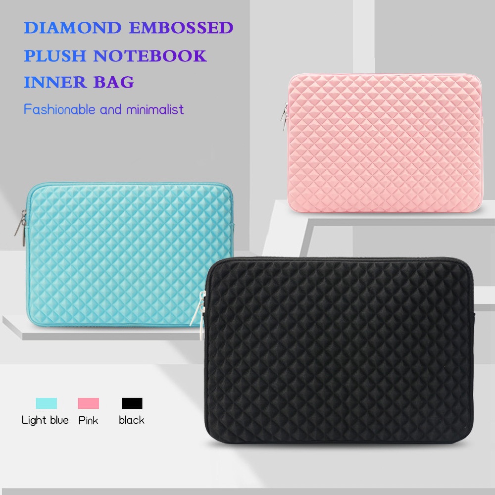 Laptop Pouch 13 14 15 Inch Zipper Soft Sleeve High Quality Diamond