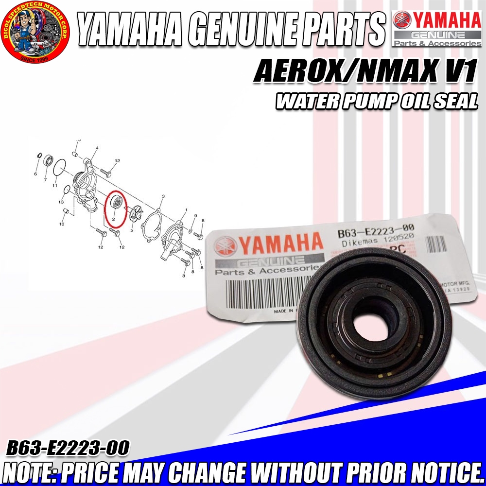 AEROX V1/NMAX V1/SNIPER 150 WATER PUMP OIL SEAL (YGP) (Genuine B63E222300) Shopee Philippines