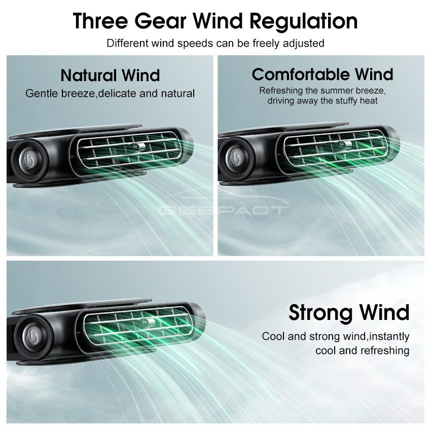 Car Rear Fan 12V/24V 120 Degrees USB Car Cooling Fan Truck Fans 3 ...