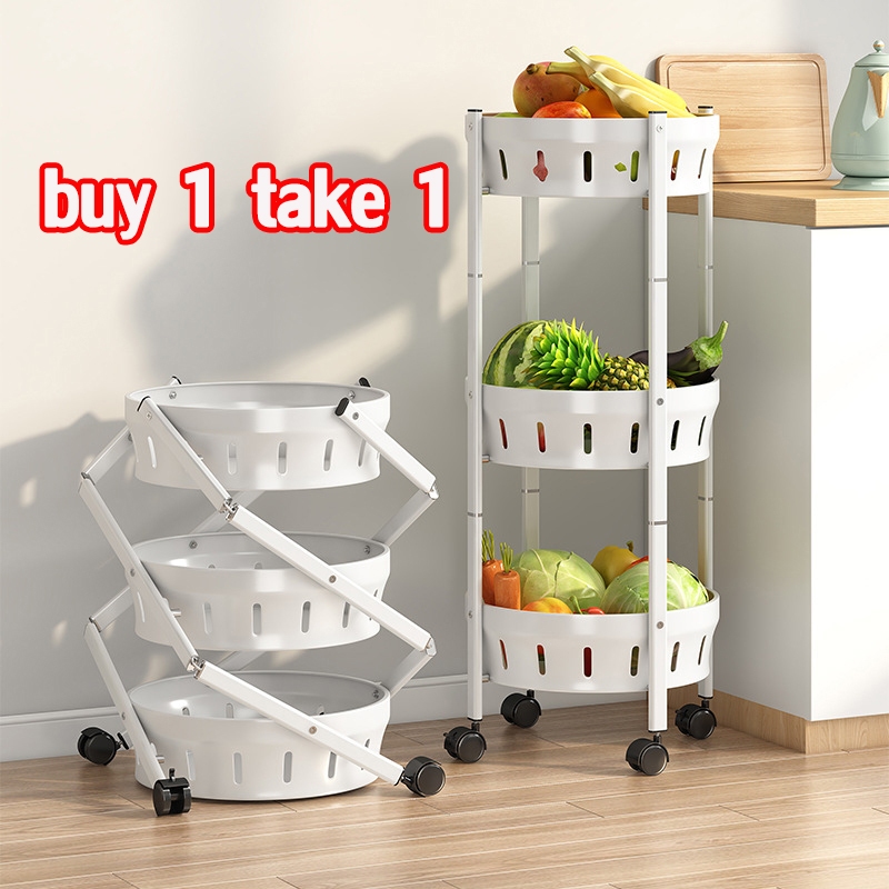 Steel Kitchen Rotating Rack with Wheel Vegetable Spice Shelf Storage ...