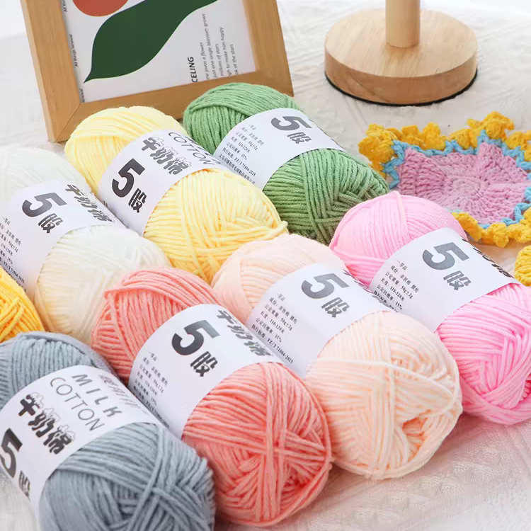 MR 5 Plys Smooth Milk Crochet Yarn Milk Cotton Hand Knitted Yarn Fiber ...