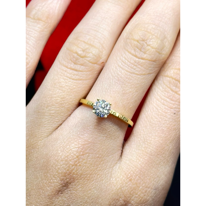 Saudi 18k Gold Engagement Ring Russian Stone Size 6 Pawnable | Shopee ...