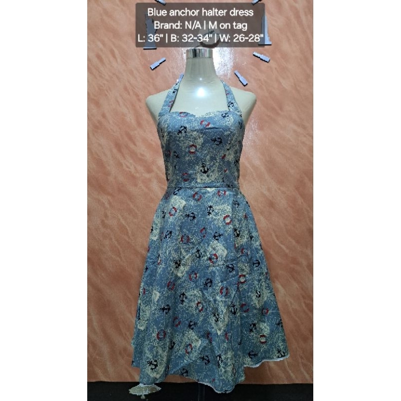 preloved blue anchor halter dress Shopee Philippines