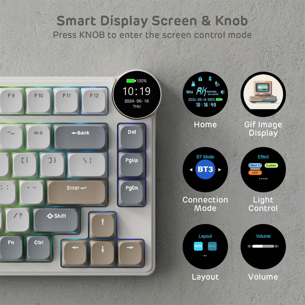 Royal Kludge RK N80 Tri-Mode RGB 80 Keys Hot Swappable Mechanical ...