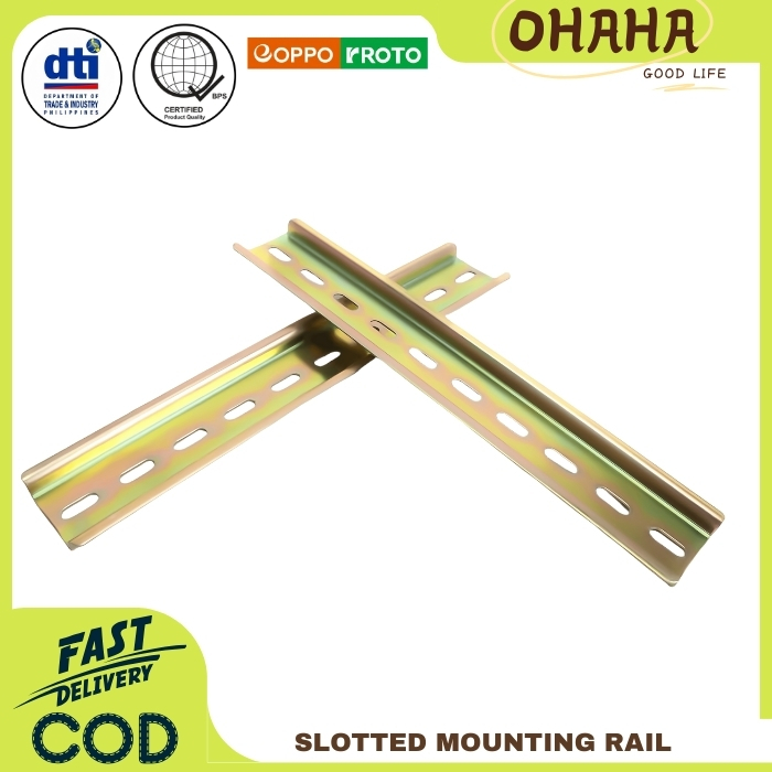 OHAHA SLOTTED ZINC PLATED 35MM MOUNTING GUIDE RAIL SLOTTED FOR CIRCUIT ...