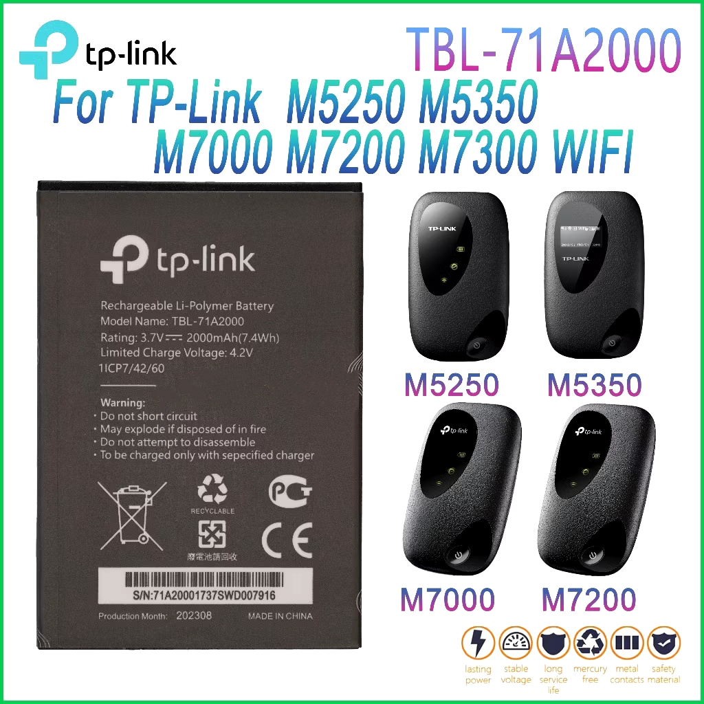 XIAPI.PH TBL-71A2000 2000mAh Battery For TP-Link M5250 M5350 M7000 ...
