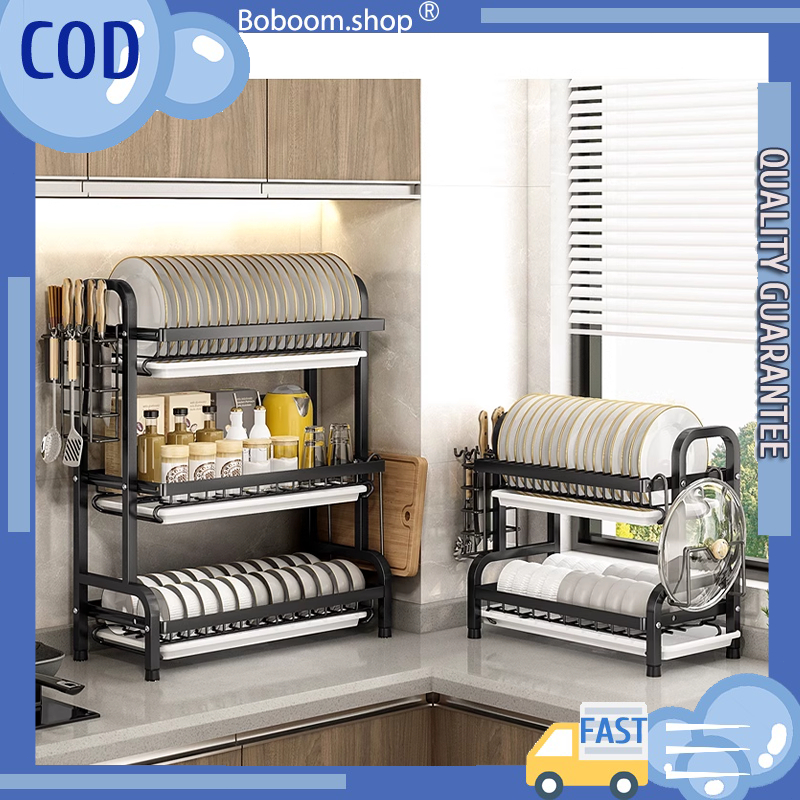 笙ｬcod笙ｬ 2 3 Tier Dish Drying Rack Kitchen Organizer Plate Bowl Storage