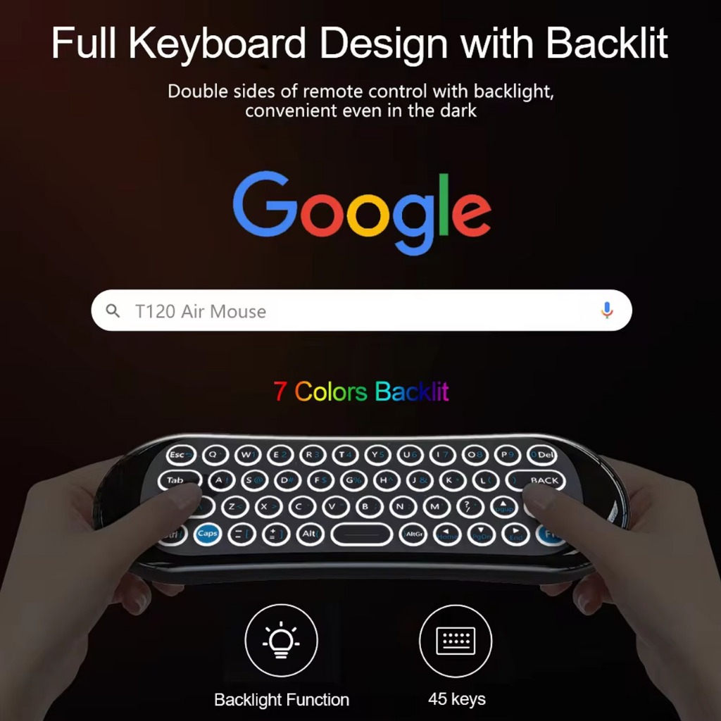 New Mini 2.4G Wireless Keyboard Fly Air Mouse 7 Colors Backlit Keyboard ...