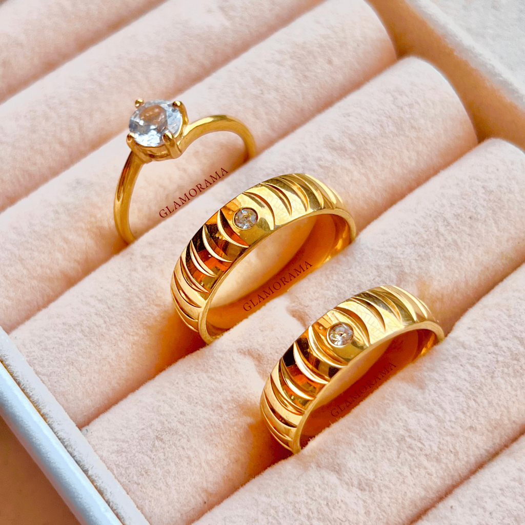 [GLM] 3 in 1 Set Wedding Rings + Engagement ring with Free name ...