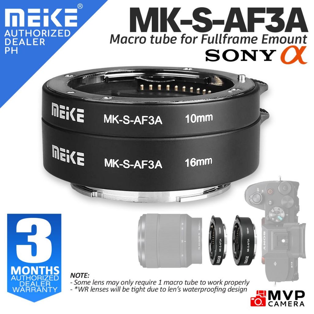 Tubes D'Extension Macro Meike MK-S-AF3A Pour Sony E-Mount - 10mm Et 16mm, Métal/Plastique
