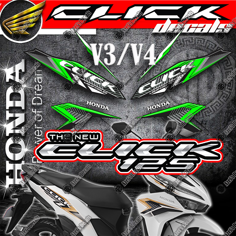 HONDA CLICK V3/V4 125 STOCK DECALS STICKER FOR MOTORCYCLE PARTS AND ...