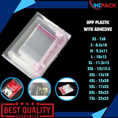 100 pcs OPP Clear Plastic with tape sealing self-adhesive OPP BAG ...