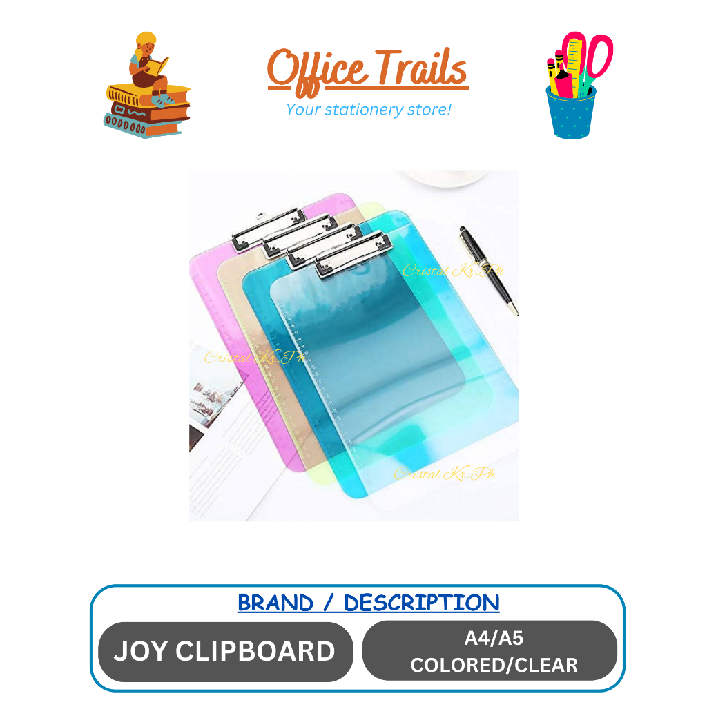 Joy Acrylic Clipboard Colored Plastic Transparent Clipboard Office File ...