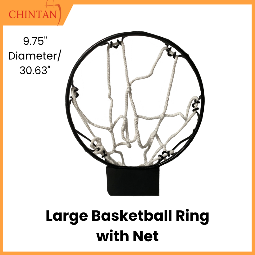 BASKETBALL RING WITH NET LARGE 9.75" DIAMETER/30.63" FOR KIDS (ball not