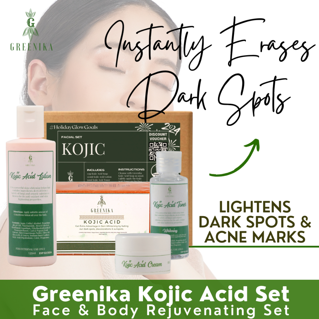 [ 7 Day Whitening Set ] Greenika Kojic Acid Set With Lotion Cream Soap