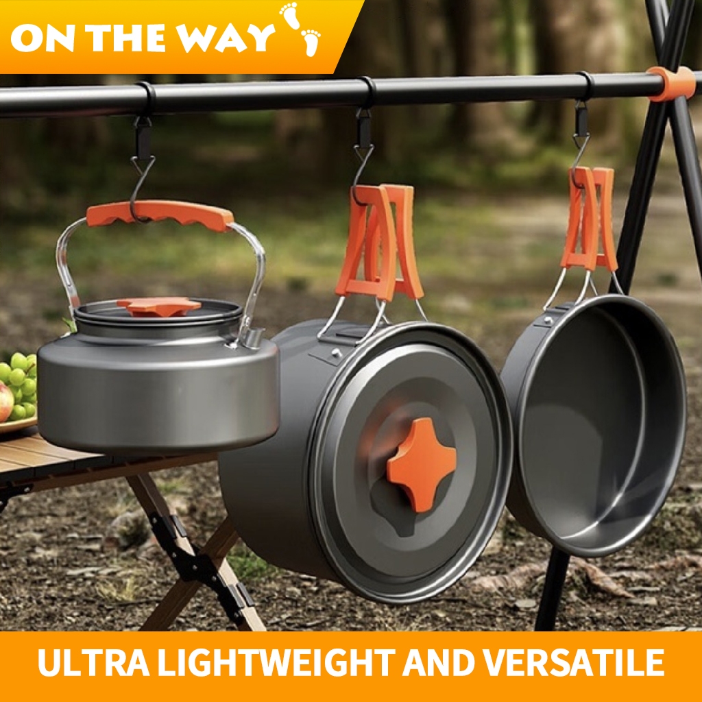 Camping Cooking Set 10 PCS Portable Pot Camping Cookware Kit Outdoor ...