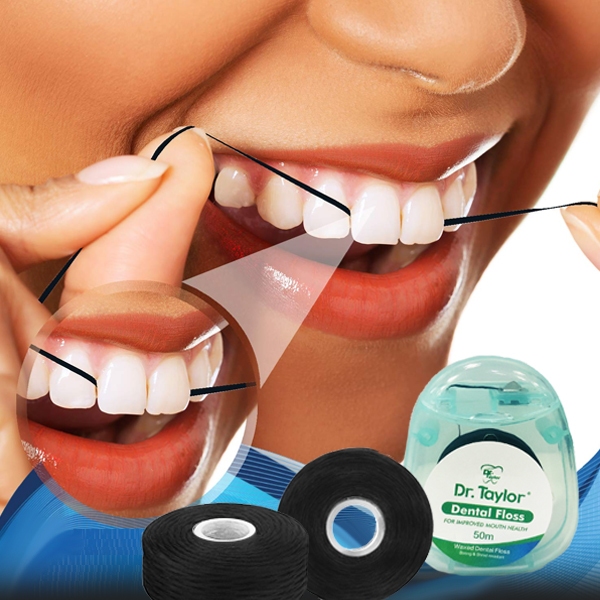50m Black charcoal dental floss continuous thread anti cavity flosser ...