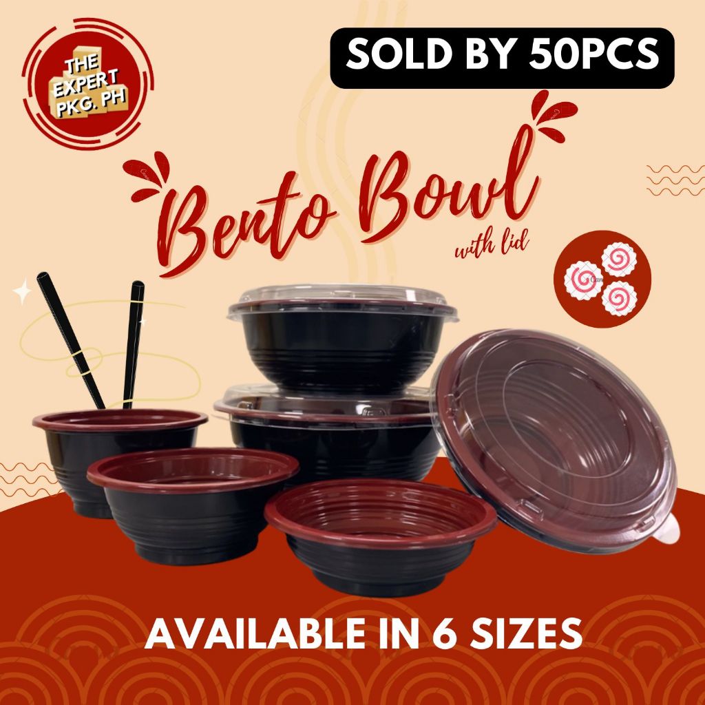 (50pcs) Japanese Bento Bowl | Thick Ramen Bowls with Lid - 180ml 250ml ...
