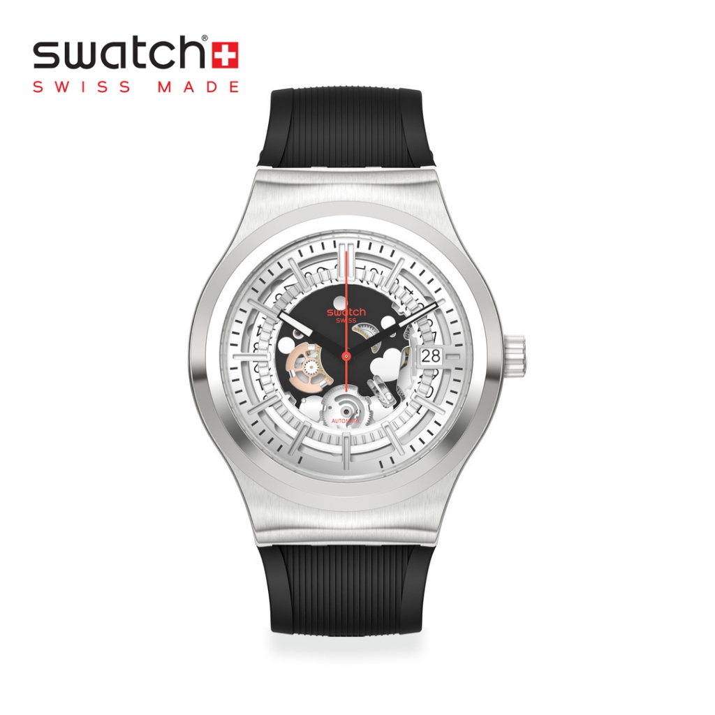 Swatch Sistem51 Irony Sistem through Again YIS431 Black Rubber Strap Watch