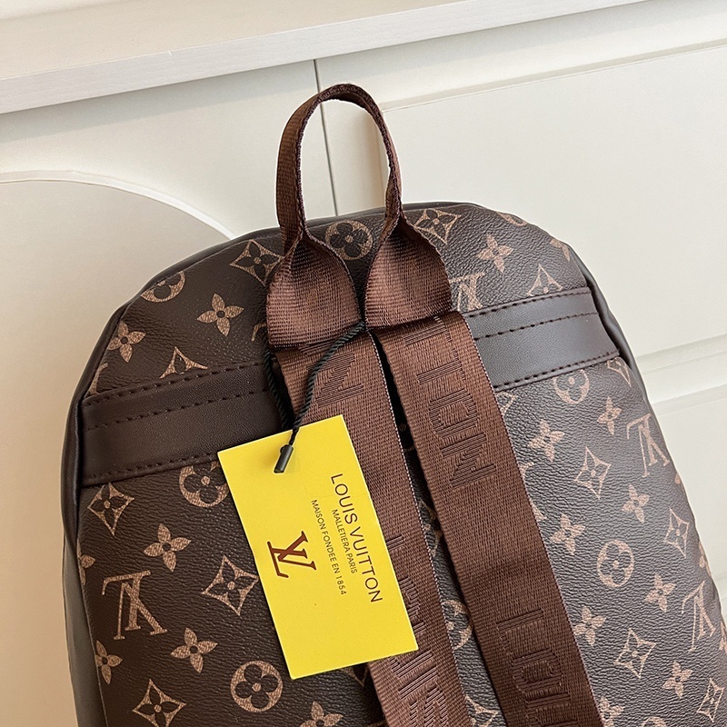 Lv Backpack for Men Business Casual Leather Computer Bag Color Matching Fashion Travel Backpack