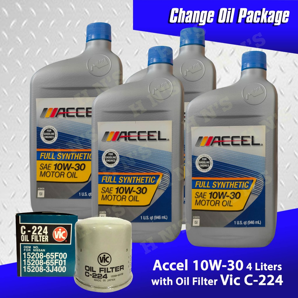 ACCEL SAE 10W-30 Fully Synthetic Motor Oil SN/GF-5 Change Oil Bundle ...