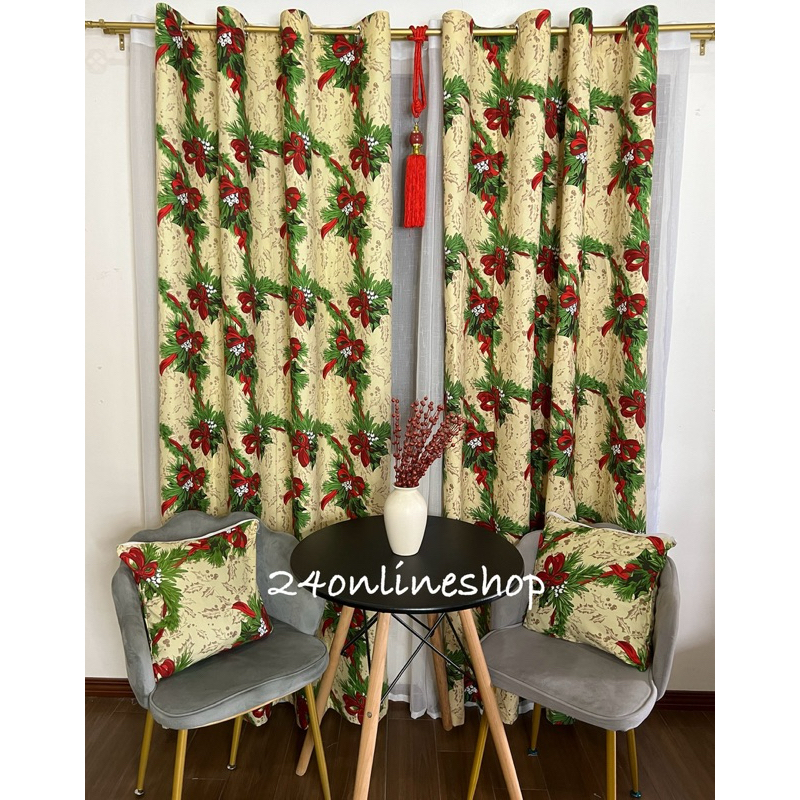 Ribbonette Christmas Ring Curtains sold per piece or 3in1 | Shopee ...