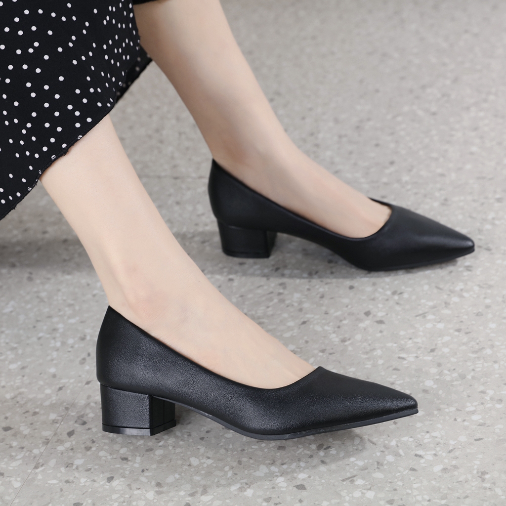 「KAEVE」1/2/3 inch block close black heels for women school work heels ...