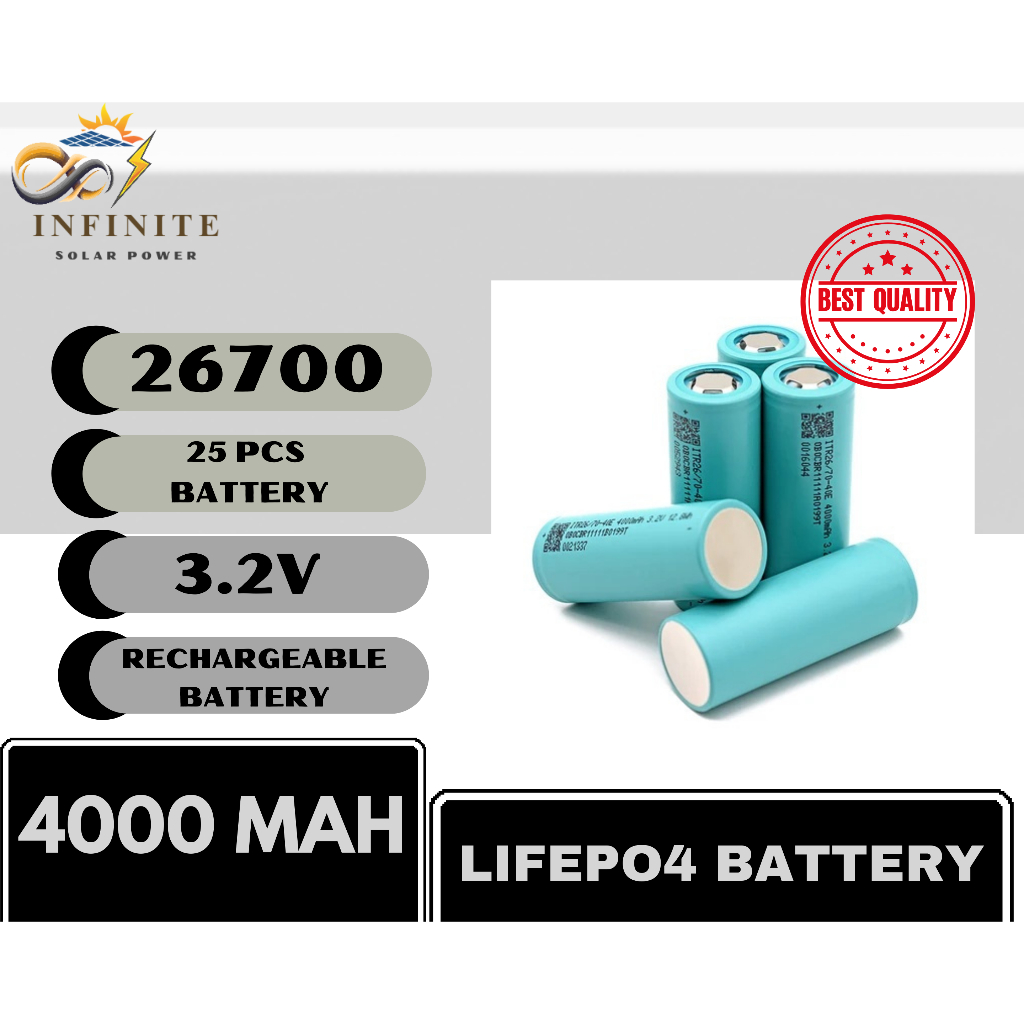 25PCS ORIGINAL 26700 4000mAh Lithium Battery Cell 3.2V Rechargeable ...