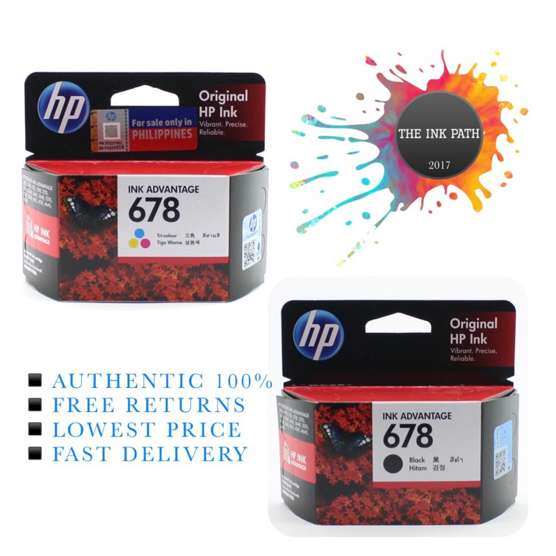 Genuine HP 678 Black or Color Ink cartridge | Shopee Philippines