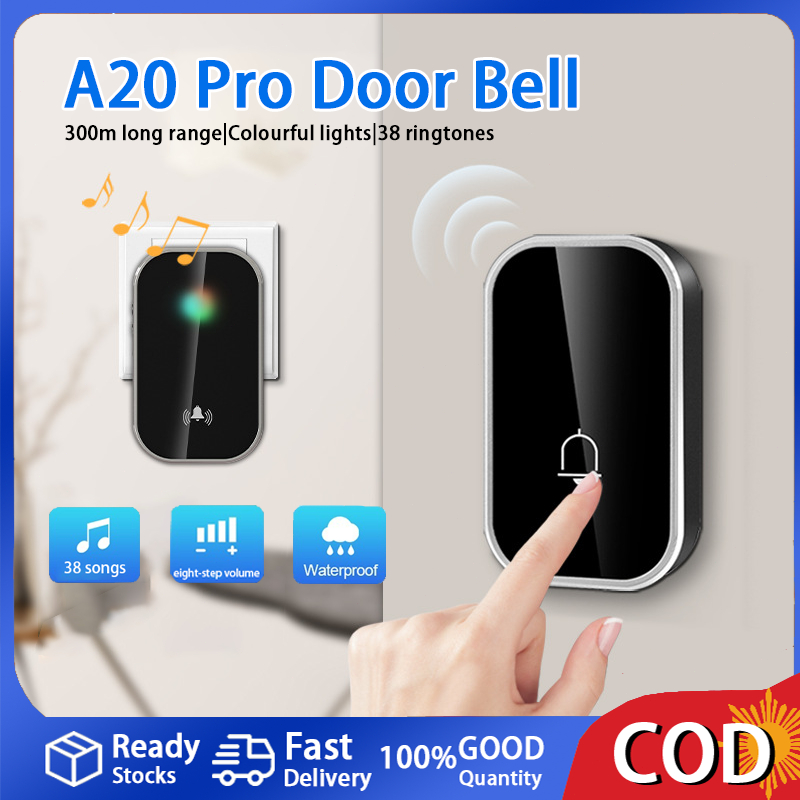 A20 PRO IP44 waterproof Wireless Doorbell 38 Chime Songs Door Ring