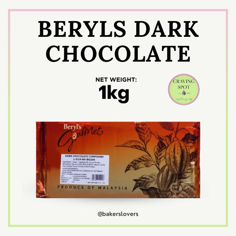 BERYL’S 19% DARK CHOCOLATE COMPOUND 1KG|JANUARY 2027 EXPIRY | Shopee ...