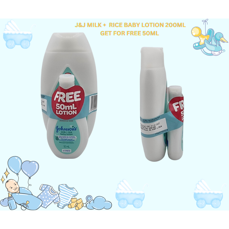 J&J MILK + RICE BABY LOTION 200ML GET FOR FREE 50ML | Shopee Philippines