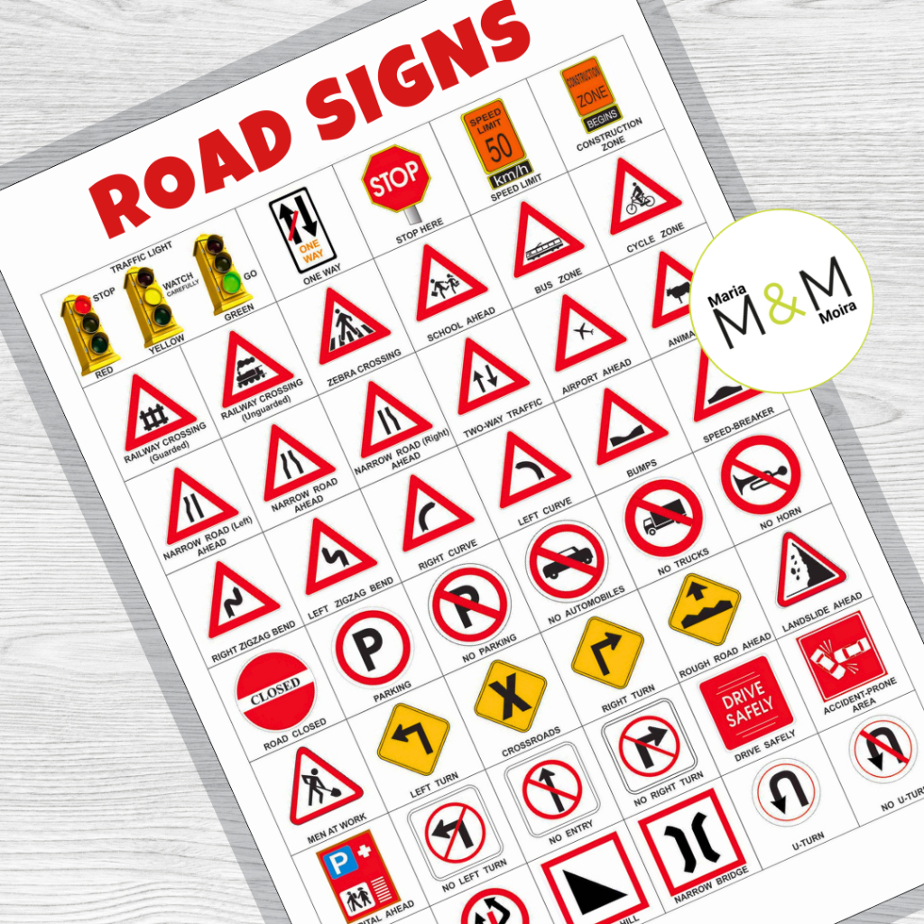 LAMINATED ROAD SAFETY SIGNS CHARTS | A4 SIZE | EDUCATIONAL SAFETY ...