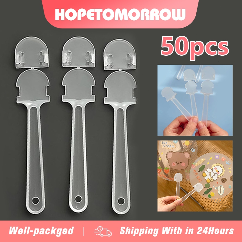 50PCS Plastic Fans Handles Mini Advertising Fan Handle DIY Crafts ...