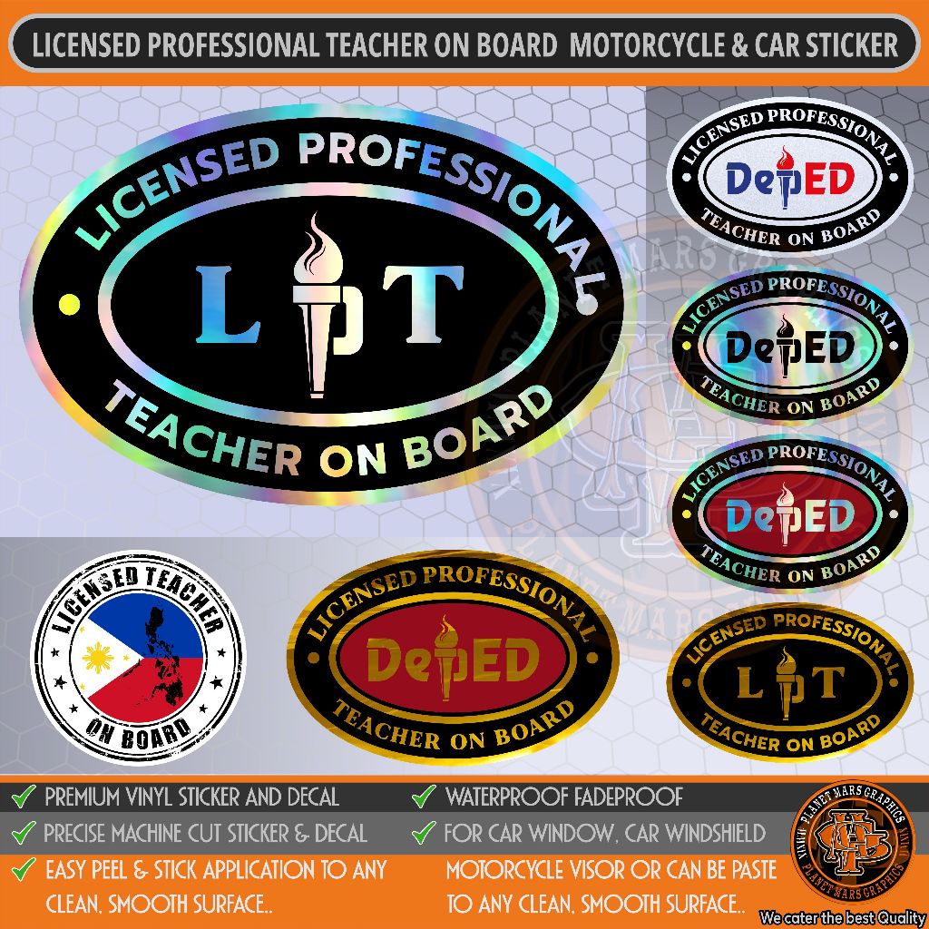 LICENSED PROFESSIONAL TEACHER ON BOARD LPT CAR STICKER WATERPROOF ...