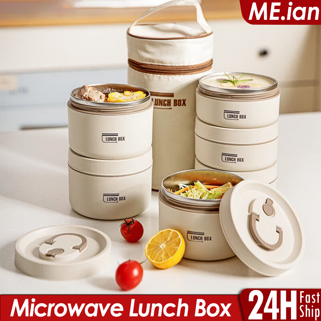 Lunch Box 304 Stainless Steel Insulated Breakfast Cup 1/2 Tiers Soup
