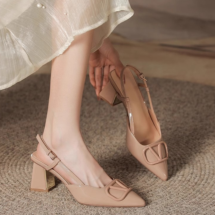 Pointed Toe Block Heel Sandals With Heels For Women Office Work