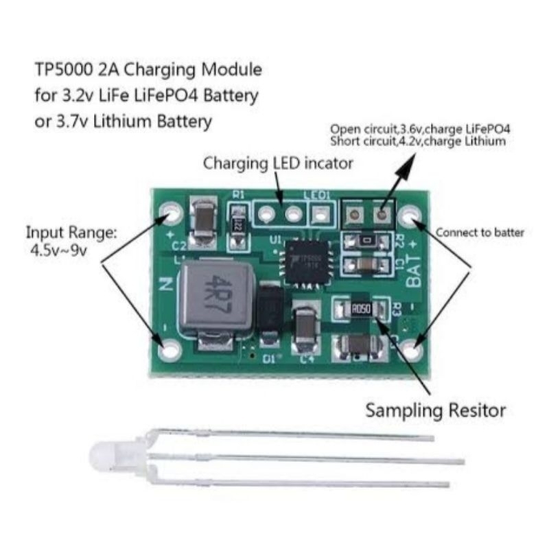 TP5000 2a 3.6/4.2 Lithium Ion/Lifepo4 Battery Charging Board Module ...