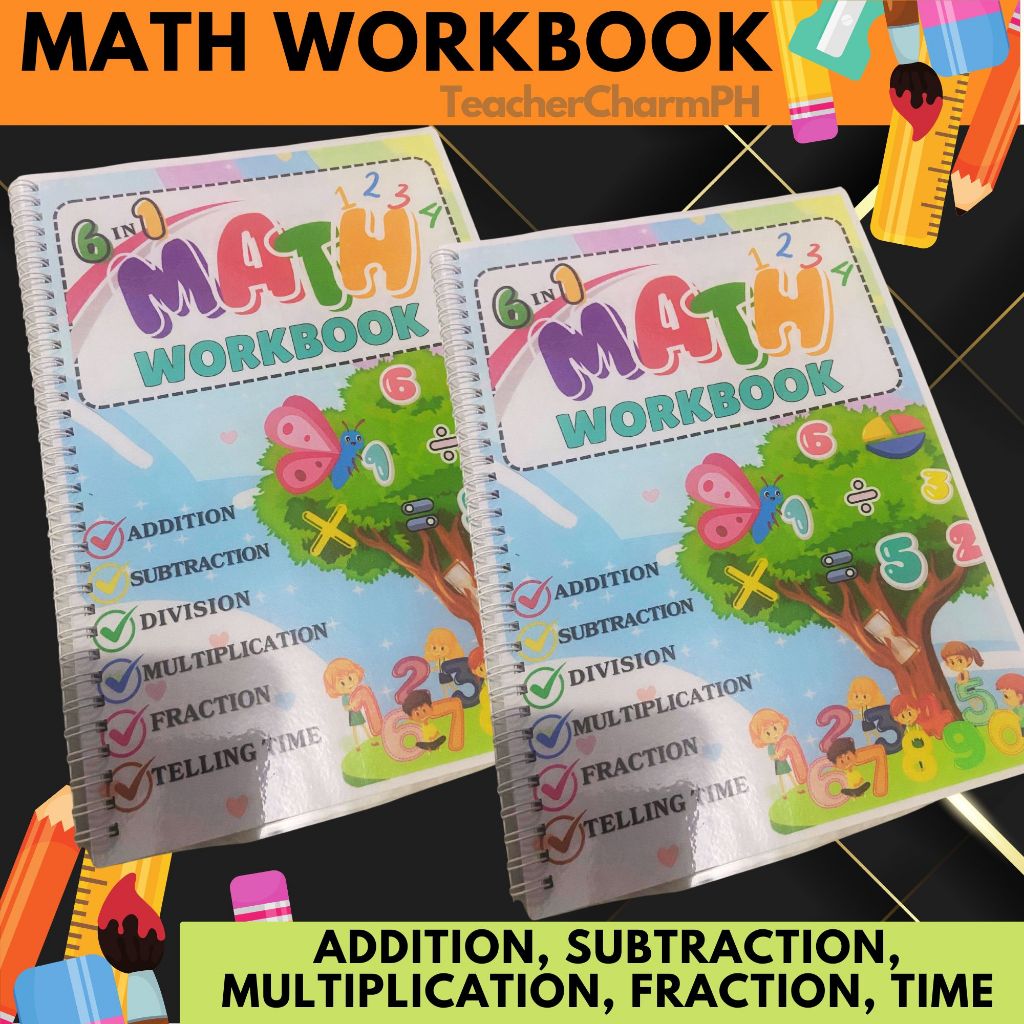 MATH WORKBOOK 6 in 1 Addition Subtraction Multiplication Division ...