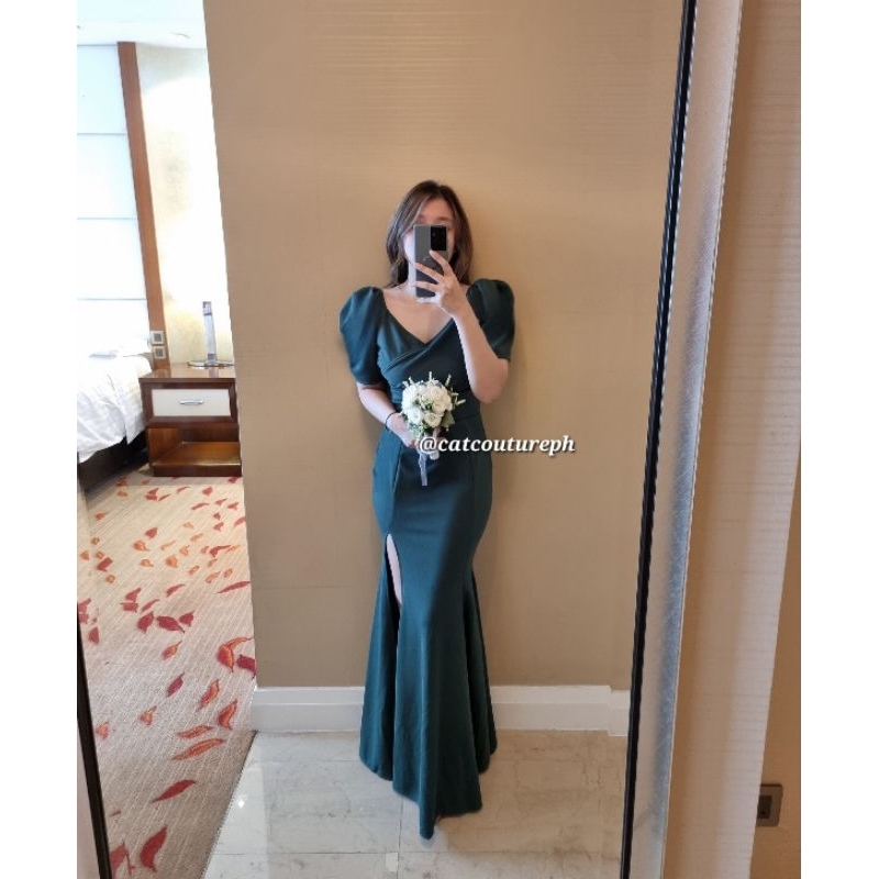 green emerald velvet dress Shop Girls Party Wear Gown Online