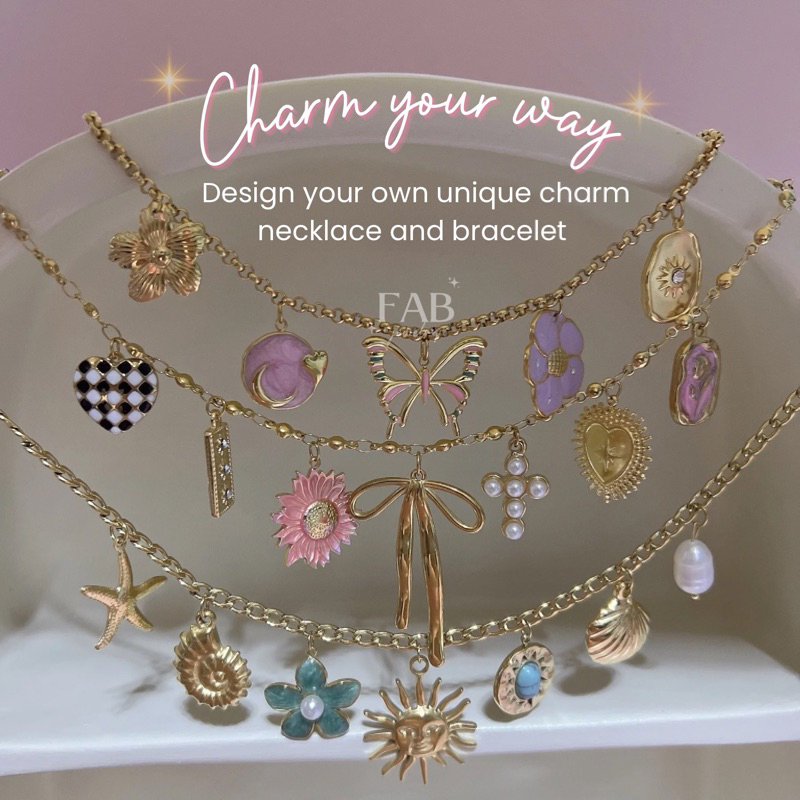 FAB Design Your Own Charm Necklace and Bracelet Part Trending Charm  Necklace Stainless Steel