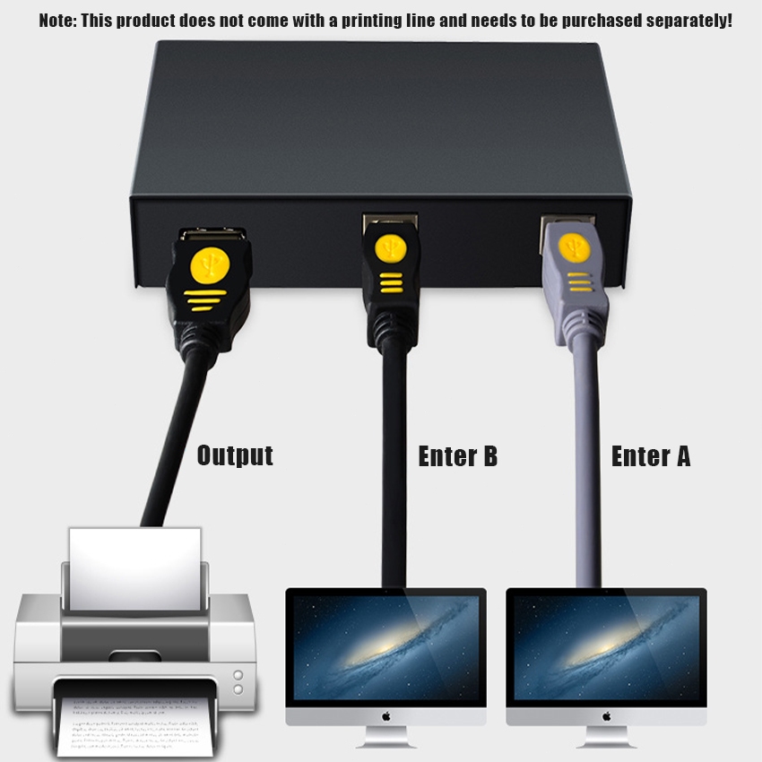 2/4Port USB 2.0 Automatic Printer Sharer 4 In 1 Out HUB USB Splitter ...