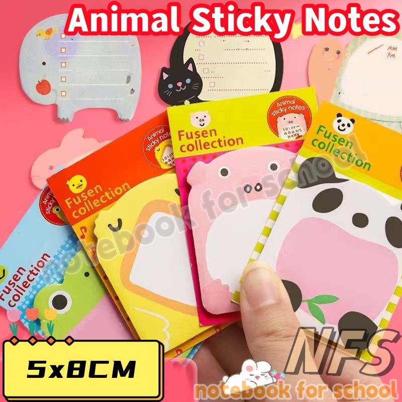 NFS Animal Sticky Notes 30 Sheets Cartoon Memo Pad Mini Adhesive Paper ...