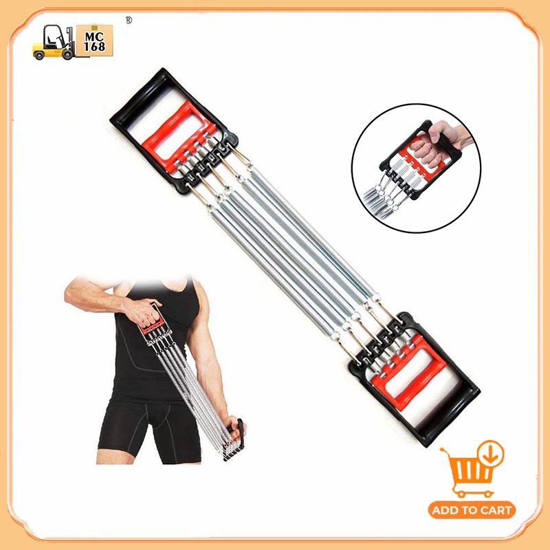 Chest Expander and hand gripper 5 springs muscle 2in1 / spring chest ...