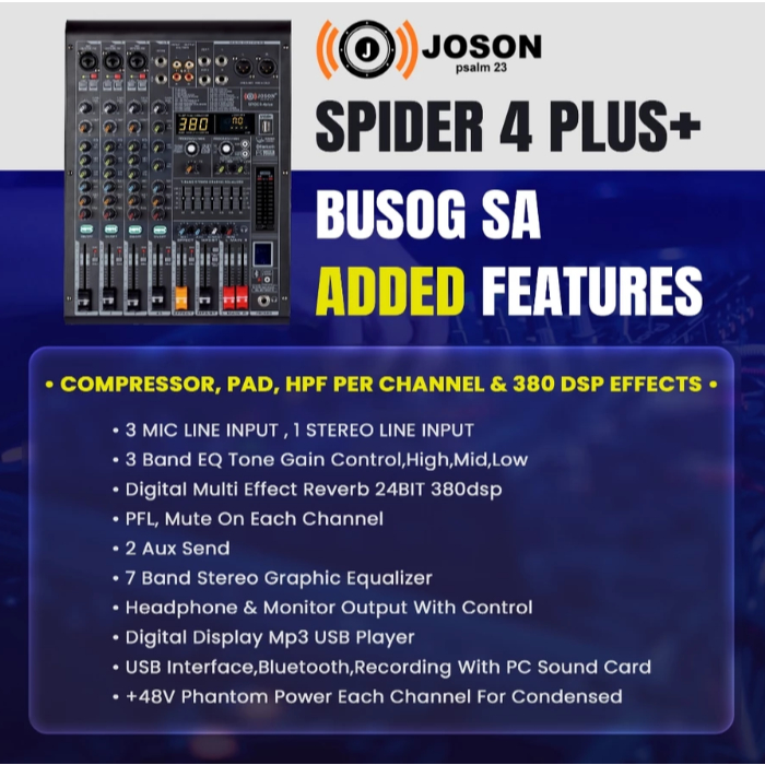 Joson/FT STAR Spider PLUS Professional Mixer, 4-Channel Mixing Console ...