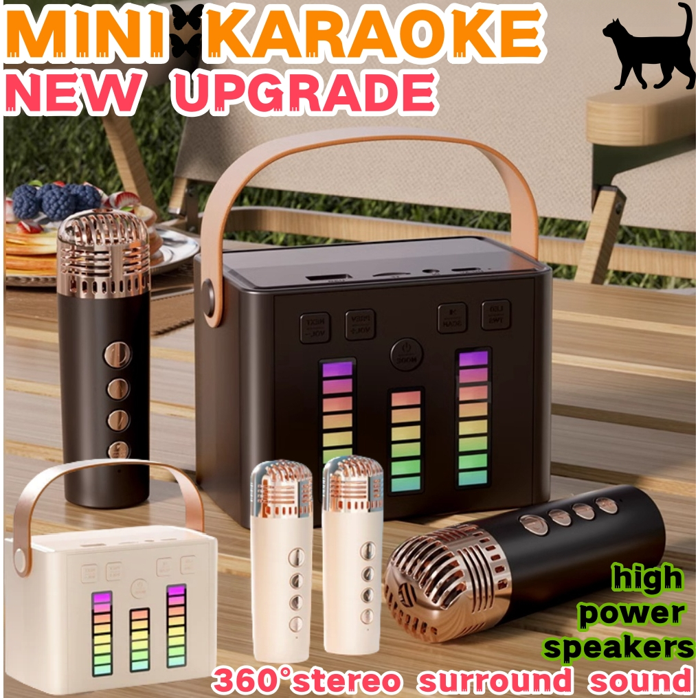 Dual Microphone Karaoke Speaker wireless bluetooth mini portable 3D ...