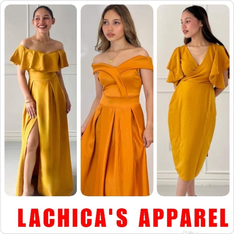 YELLOW MUSTARD FORMAL DRESS NEOPRENE FREESIZE FITS TO SMALL TO MEDIUM DRESS FOR WOMAN CASUAL PARTY Shopee Philippines