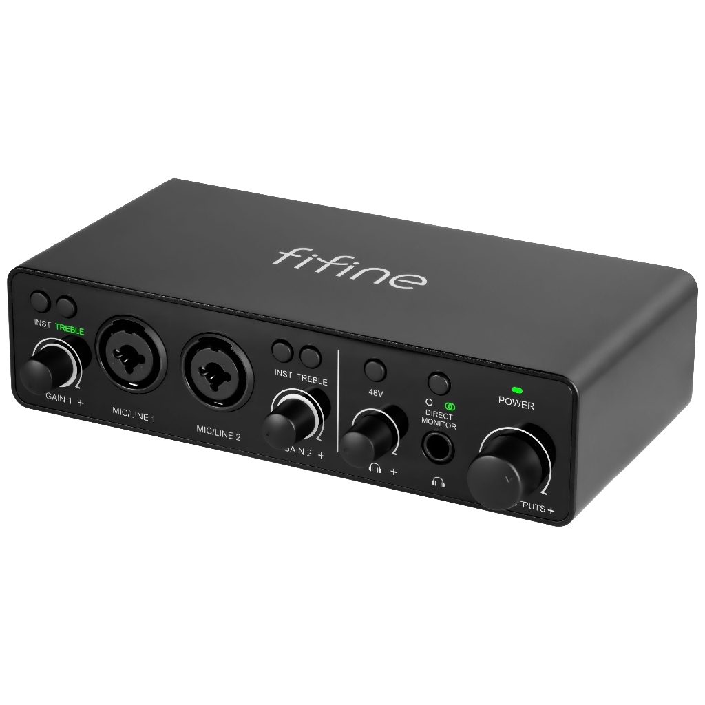 Fifine Ampli3 TypeC Audio Interface 2 Channel USB Treble Sound Card Mixer Desktop Live Sound